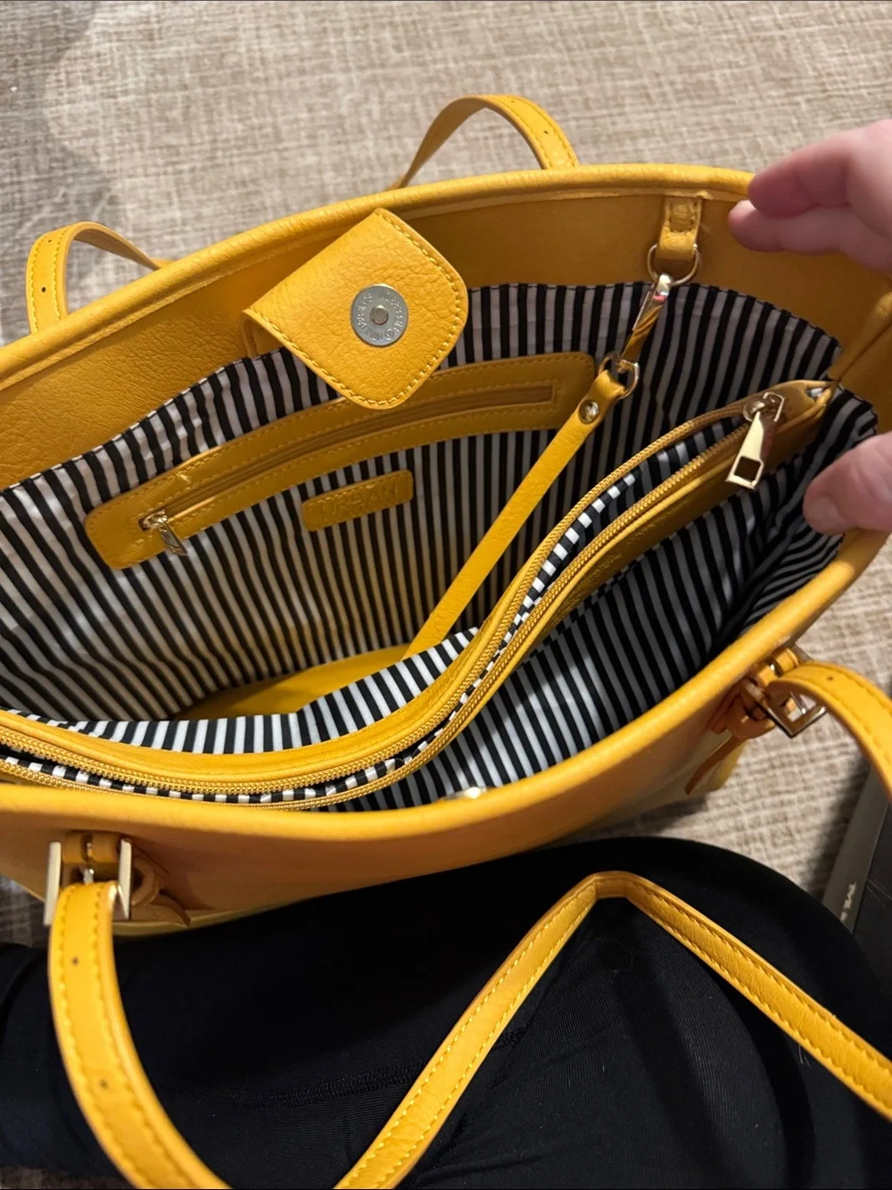 Women’s Yellow Leather-Style Tote Bag with Double Shoulder Straps